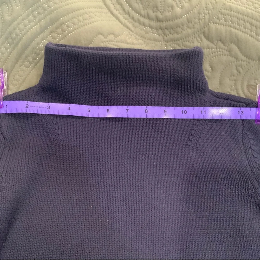 Ann Taylor Navy and Cream Cowl Neck Sweater - Picture 6 of 8